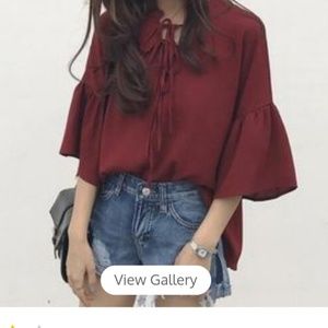 Wine red Tie Blouse